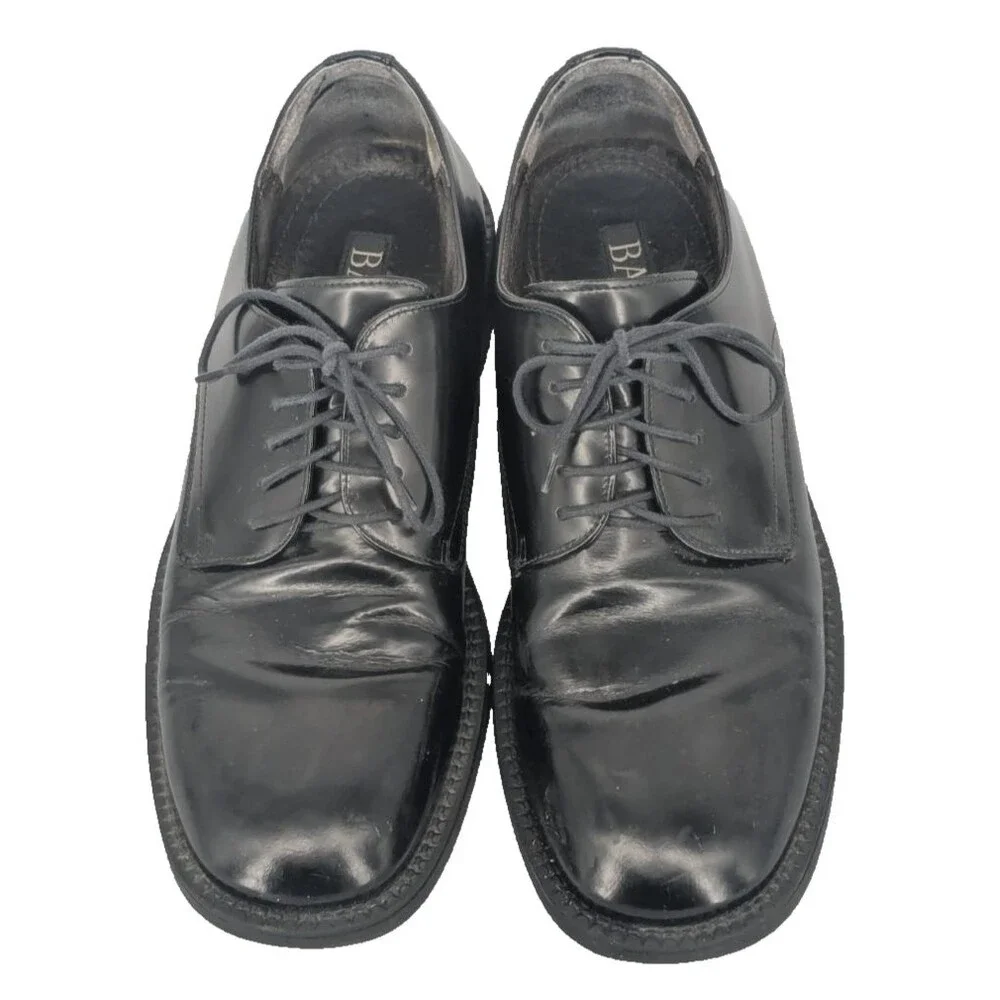 BASS Mens Black Leather Oxford Dress Shoes SIZE 10M Made in Italy Business